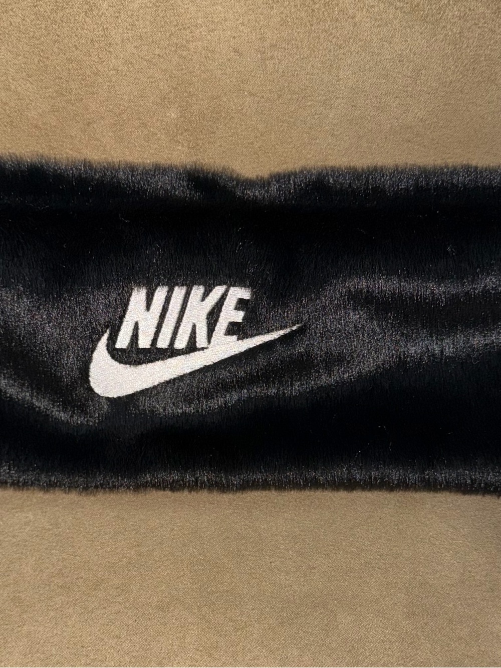 Nike Black Headband with White Swoosh Logo